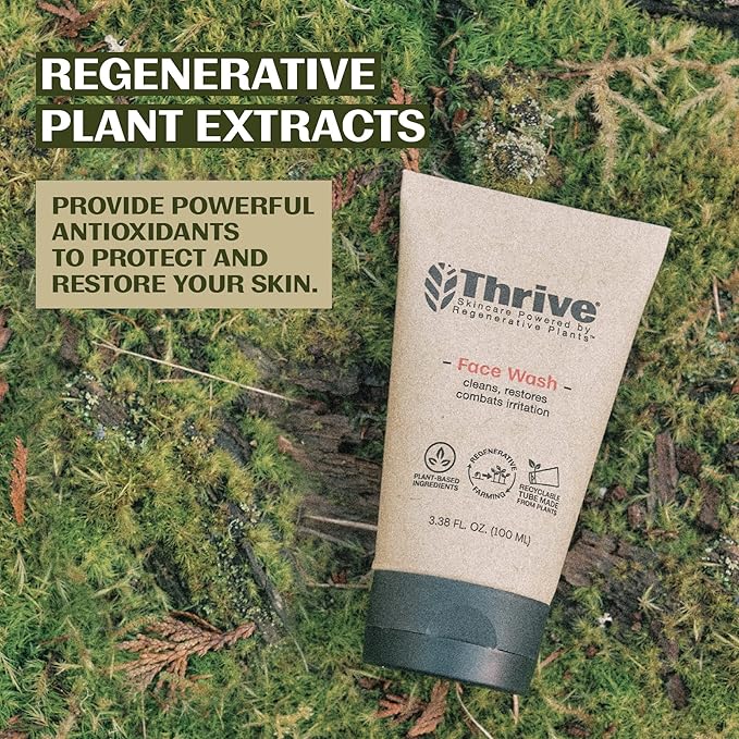 Thrive Natural Care Face Wash - Hydrating Daily Facial Cleanser - Gently Cleanses Face Without Over Drying - Vegan, Oil Free