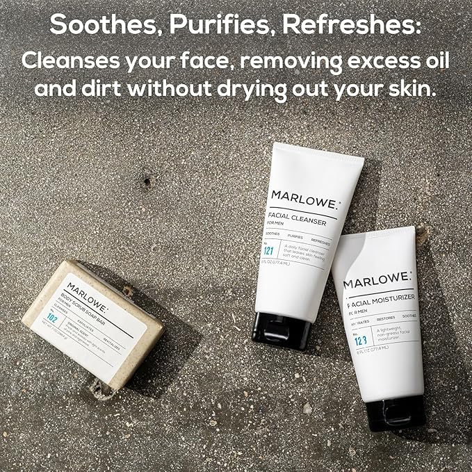 MARLOWE. Men's Skin Care Set, Facial Cleanser & Face Moisturizer Duo