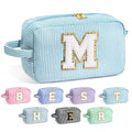 YOOLIFE Gifts for Women Teen Girls Kids - Initial Makeup Bag Cosmetic Bag Toiletry Pouch, Personalized Birthday Gifts for Women Girls Mom Daughter Sister Friends, Light Blue M