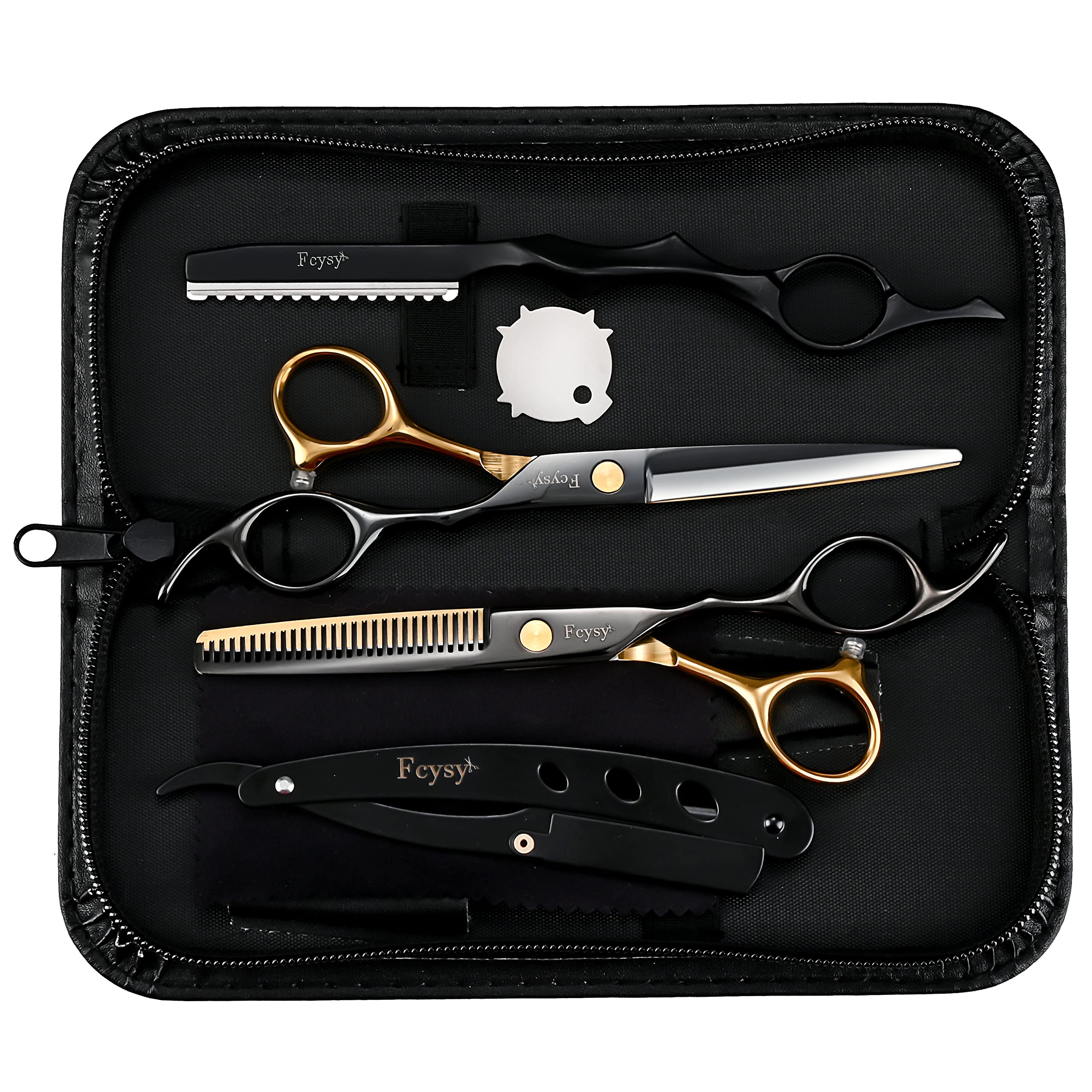 Professional Hair Shears Thinning Scissors Set, Fcysy Barber Shears Hair Cutting Scissors Kit, Hairdresser Trimming Salon Supplies