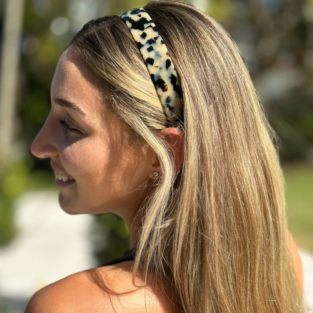 Camila Paris CP3882 French Headband for Women, Handmade White Tokyo, Strong Hold Grip Women's Hair Band, Ligth and Very Flexible, No Slip Durable Styling Girls Hair Accessories, Made in France