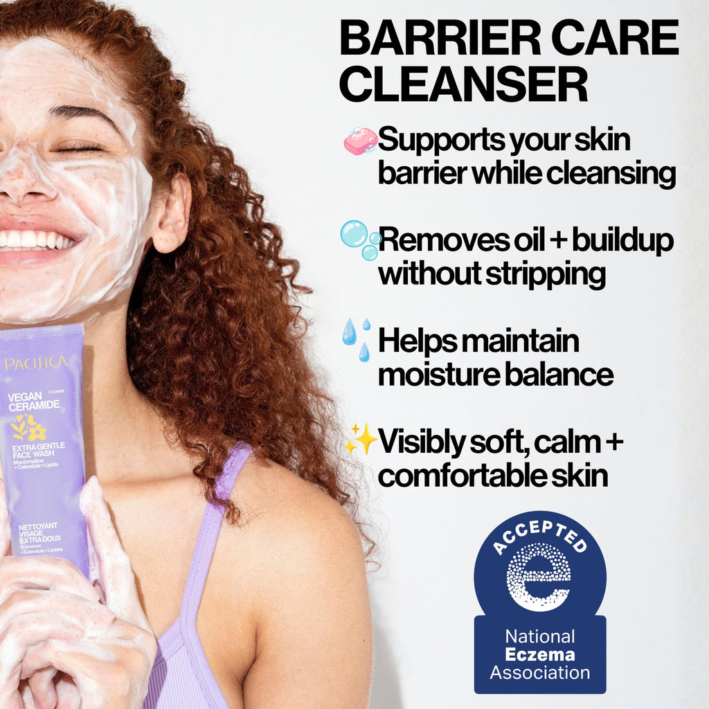 Pacifica Face Wash for Sensitive Skin Facial Cleanser Vegan Ceramide Barrier Repair Extra Gentle for Daily Fragrance Free for Sensitive Skin, Clean Beauty, Vegan & Cruelty-Free Dermatologist Tested