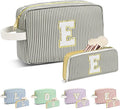 DOSUKE Travel Makeup Bag Christmas Gifts for Women Girl Teens, Personalized Initial Makeup Bag for Cute Teen Girls, Preppy Stuff Toiletry Bag Cosmetic Bag, Teen Girls Gift Trendy Stuff, Letter E
