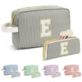 DOSUKE Travel Makeup Bag Christmas Gifts for Women Girl Teens, Personalized Initial Makeup Bag for Cute Teen Girls, Preppy Stuff Toiletry Bag Cosmetic Bag, Teen Girls Gift Trendy Stuff, Letter E