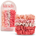 Kitsch Ultra-Petite Satin Scrunchies for Women - Cherry Blossom, 5pcs
