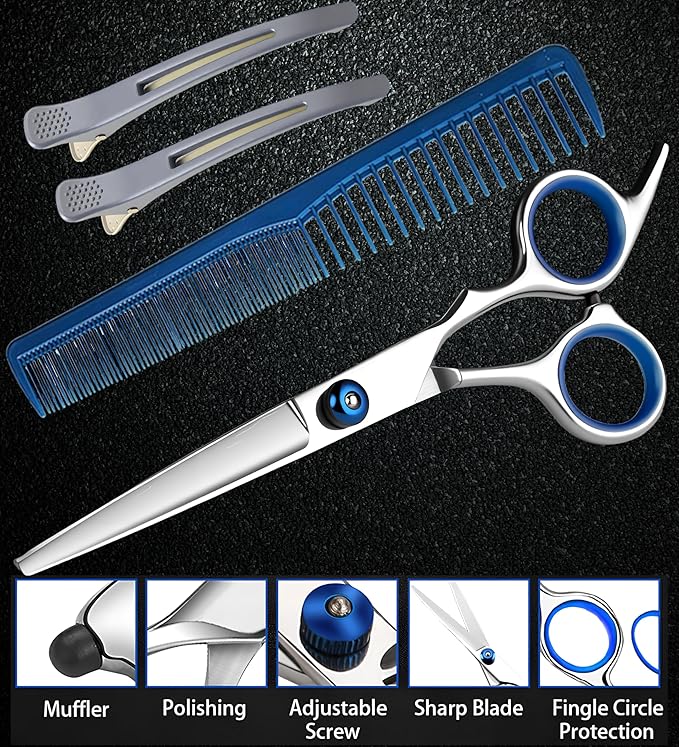 MEUUT Professional Hair Scissors with Styling Comb and 2 Clips for Cutting