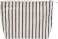 Flat Makeup Bag for Women,Zipper Cosmetic Pouch,Vintage Stripe Navy Blue