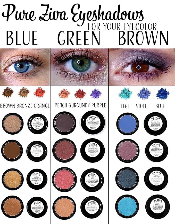 Pure Ziva Peacock Neon Jewel Tone Blue Turquoise Teal Shimmer Pressed Powder Single Vegan Eyeshadow; Talc, Paraben & Cruelty Free