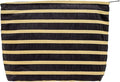 Flat Makeup Bag for Women,Zipper Cosmetic Pouch for Purse,Stripe Black