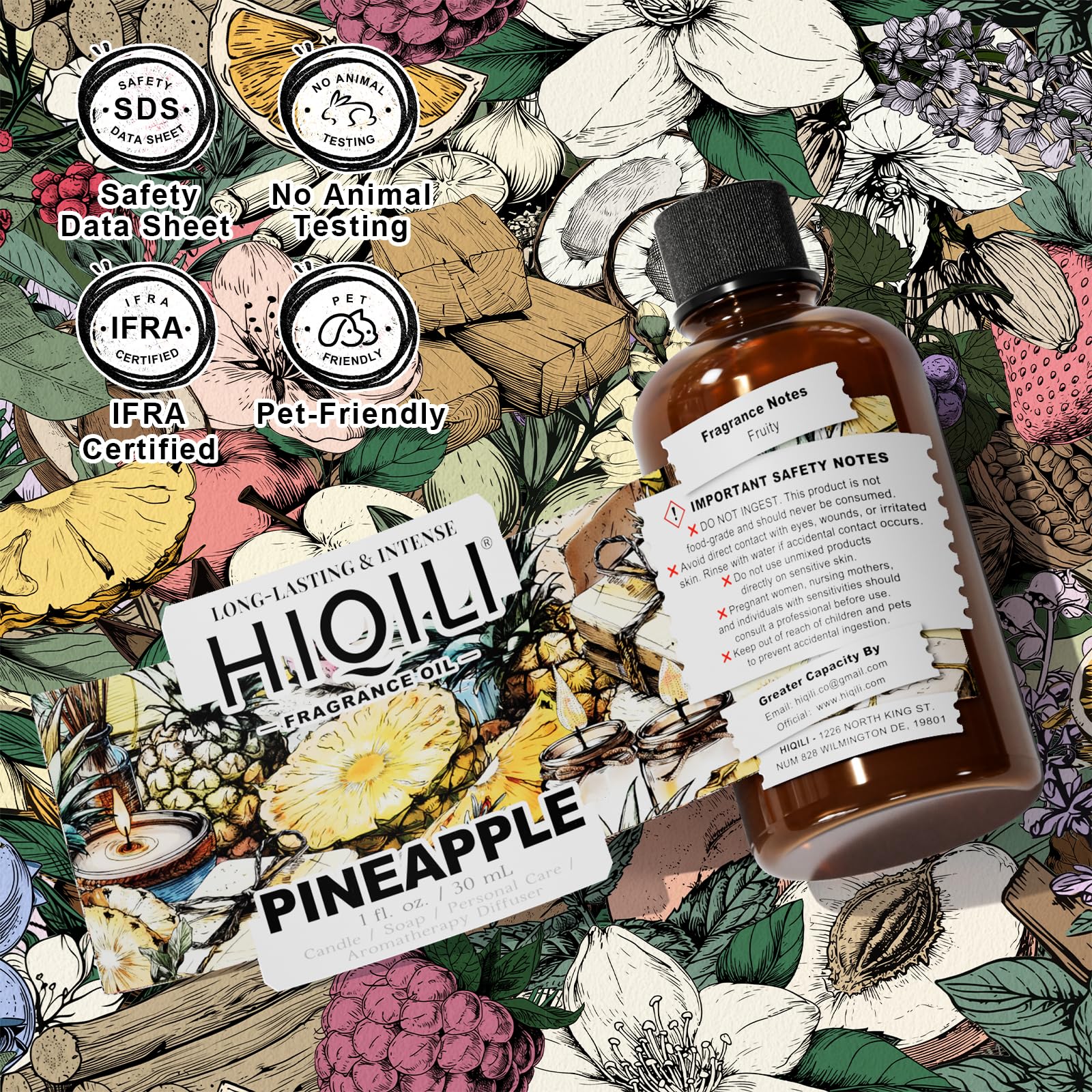HIQILI Pineapple Fragrance Oil for Perfume & Body Product Making - 1 Fl Oz