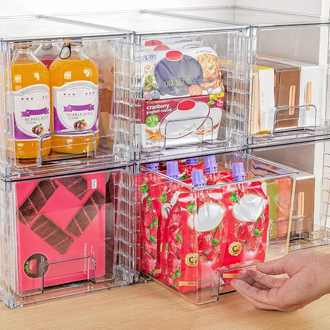 Vtopmart 4 Pack Large Stackable Storage Drawers, Clear
