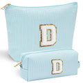 YOOLIFE Birthday Gifts for Women Her - Personalized Cute Initial Cosmetic Makeup Pouch Make Up Travel Bag for Mothers Day Gifts Teacher Sister Friend Girlfriend Mothers Day Gifts for Mom D