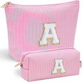 YOOLIFE Birthday Gifts for Women Teen Girls Kids Initial Makeup Bag Pink A