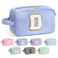 YOOLIFE Birthday Gifts for 6 7 8 9 10 11 12 13 14 15 Year Old Teen Girl - Initial Makeup Bag Letter Toiletry Pouch Cosmetic Case, Personalized Teen Girl Gifts Trendy Stuff Party Favor, Blue D