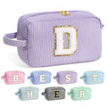 YOOLIFE Birthday Gifts for 6 7 8 9 10 11 12 13 14 15 Year Old Teen Girl - Initial Makeup Bag Letter Toiletry Pouch Cosmetic Case, Personalized Teen Girl Gifts Trendy Stuff Party Favor, Purple D