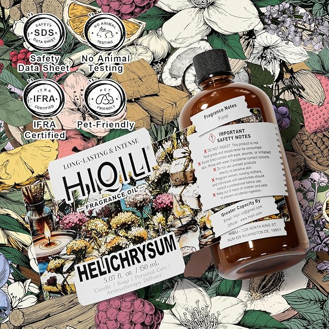 HIQILI Helichrysum Fragrance Oil, DIY Skin Care & Body Product - 5.07 Fl Oz