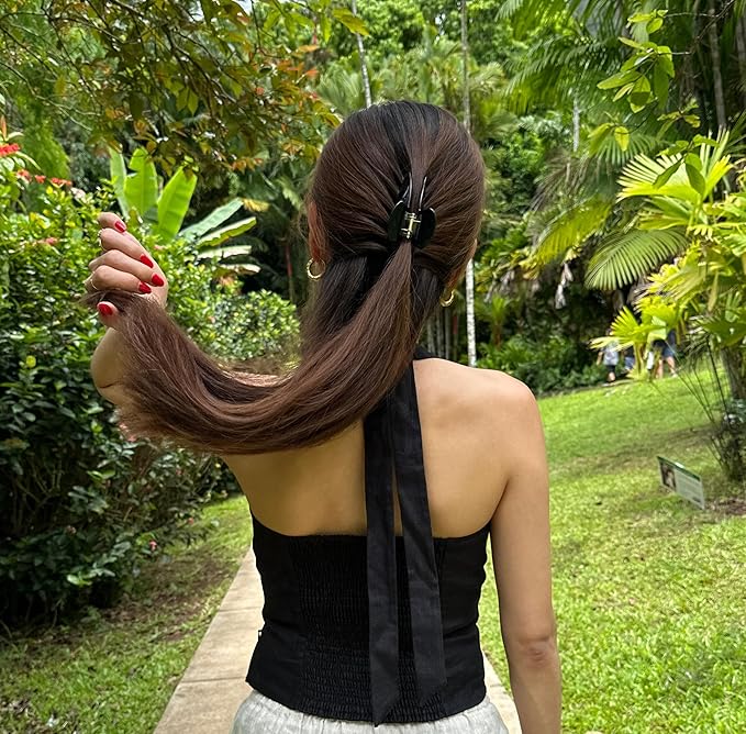 Luxury Black Claw Clip for Women | Our Large 4 Inch Hair Clip Creates Beautiful Half Ups, Secure Updos & Chic Daily Styles | Premium Acetate Claw with Secure Hold & Snag Free Teeth for Easy Styling