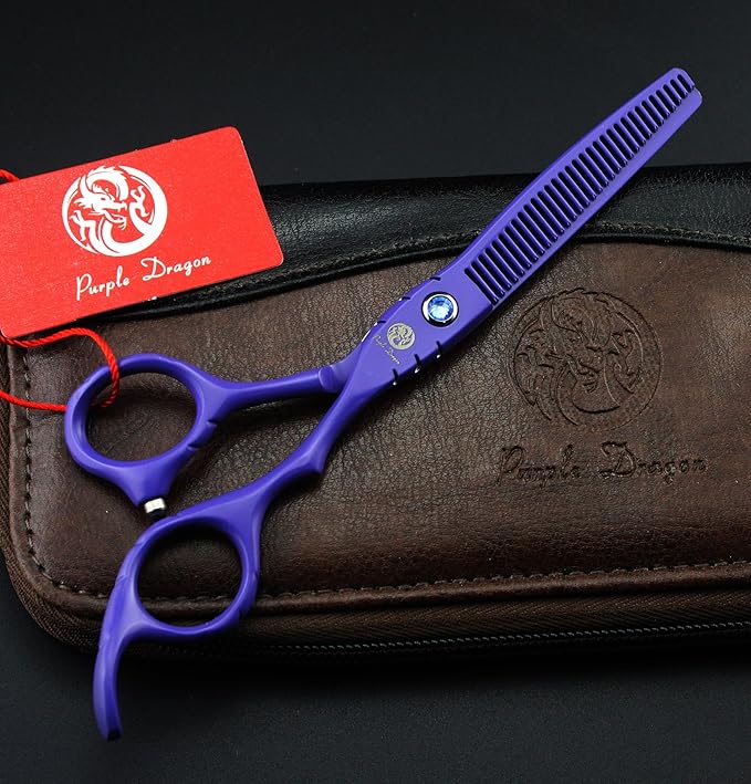 Purple Dragon 6 in Hair Cutting Scissors Kit with Bag for Barbers - Violet