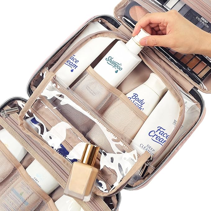 NISHEL Travel Toiletry Bag for women, Portable Hanging makeup Organizer