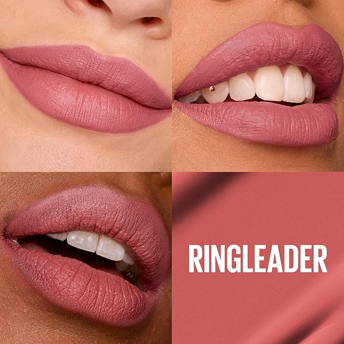 Maybelline Super Stay Matte Ink Liquid Lipstick Makeup, Long Lasting High Impact Color, Up to 16H Wear, Ringleader, Mauve Pink, 1 Count, Packaging May Vary