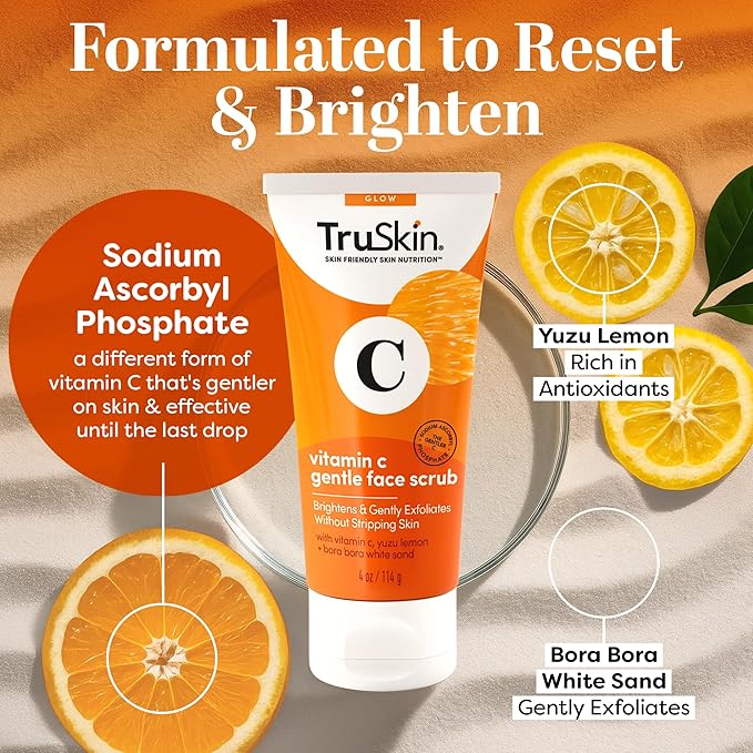 TruSkin Vitamin C Brightening Face Scrub with Yuzu Lemon, 4 fl oz