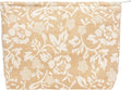 Flat Makeup Bag for Women,Zipper Cosmetic Pouch for Purse,Rose Linen