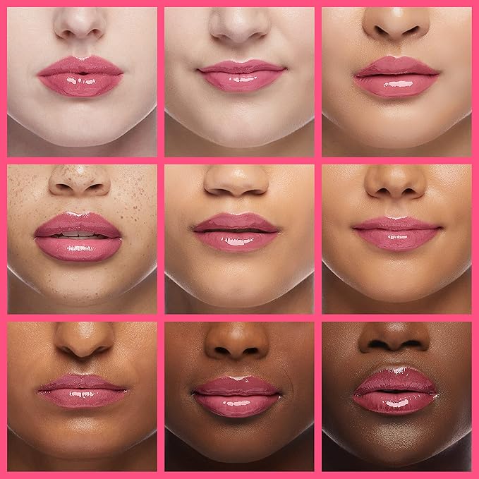 GECOMO Hydrating Lip Glow Oil, Lip Oil Gloss Transparent Toot Tinted Nourishing Long Lasting Repairing Lightening Lip Lines (RASPBERRY) 0.2 OZ
