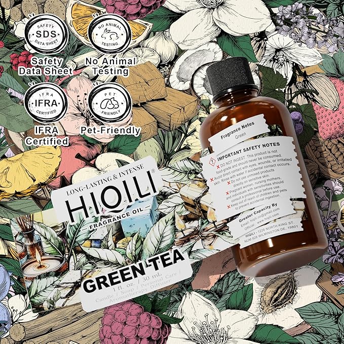 HIQILI Green Tea Fragrance Oil, Refreshing Scents for Laundry - 1 Fl Oz