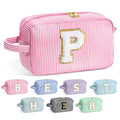 YOOLIFE Initial Cosmetic Bag for Women - Monogram Cute Makeup Bag Cosmetic Case Toiletry Pouch for Women Her Best Friend Sister Teacher, Personalized Birthday Gifts for Women, Pink P