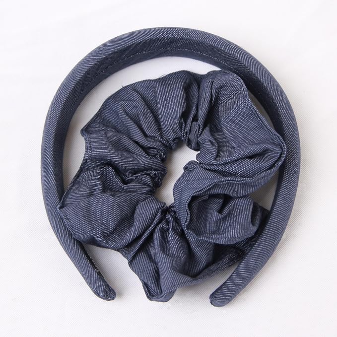 XYNAME Headband and Scrunchie Set for Women 2Pack Hair Ties for Girls Elastics Bands Ponytail Holder Hair Accessories Royal Blue