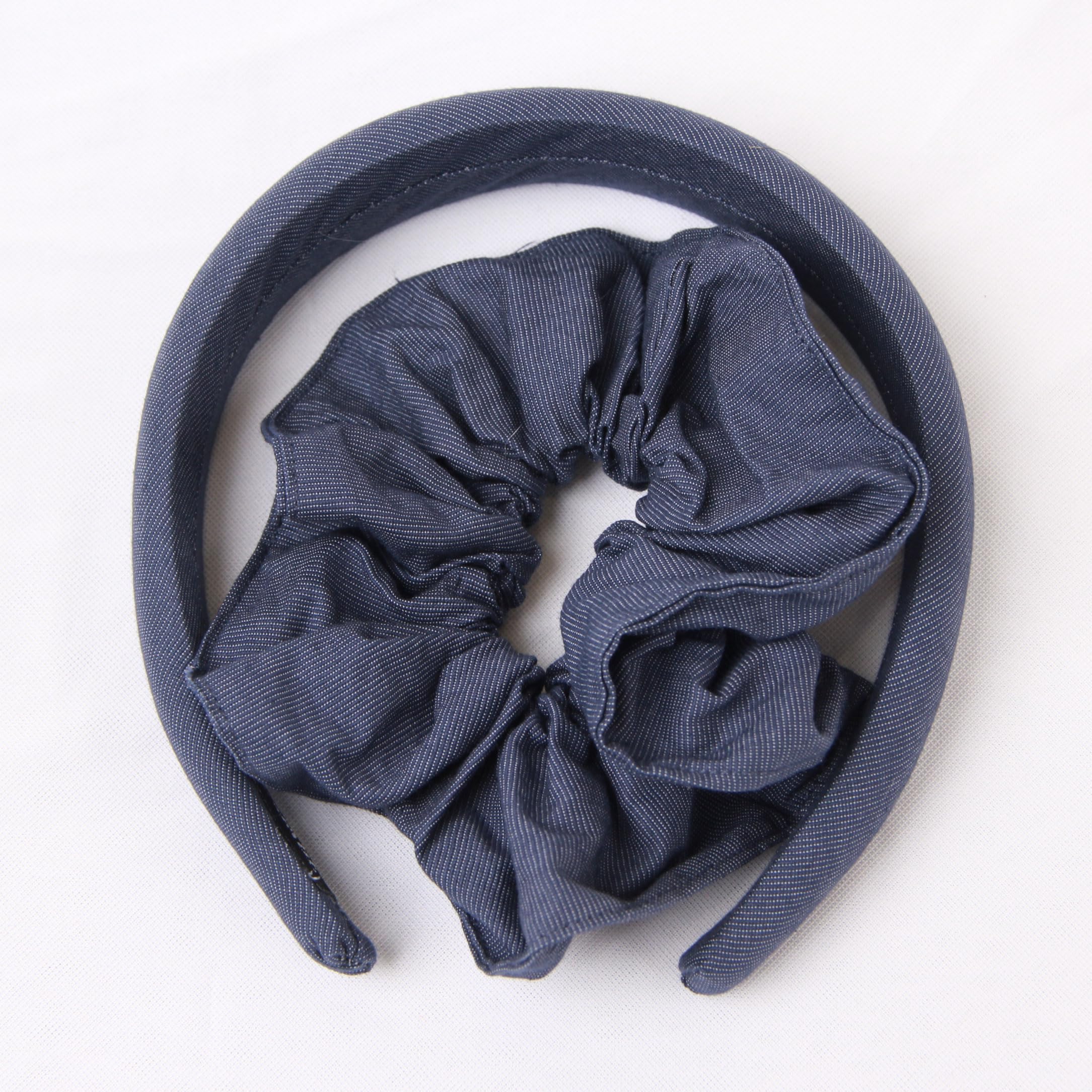 XYNAME Headband and Scrunchie Set for Women 2Pack Hair Ties for Girls Elastics Bands Ponytail Holder Hair Accessories Royal Blue