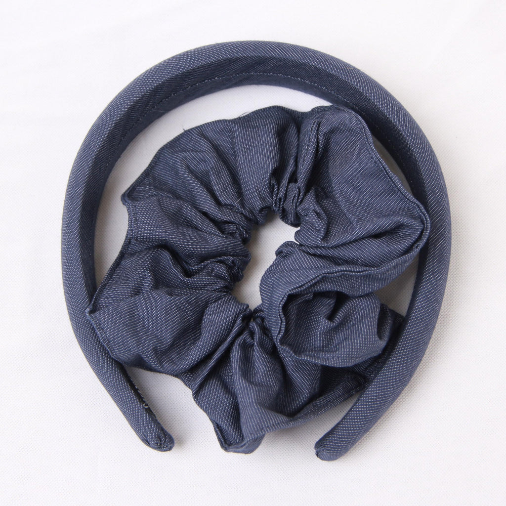 XYNAME Headband and Scrunchie Set for Women 2Pack Hair Ties for Girls Elastics Bands Ponytail Holder Hair Accessories Royal Blue