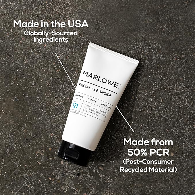 MARLOWE. Facial Cleanser, Daily Face Wash, Removes Dirt + Oil, 6 oz