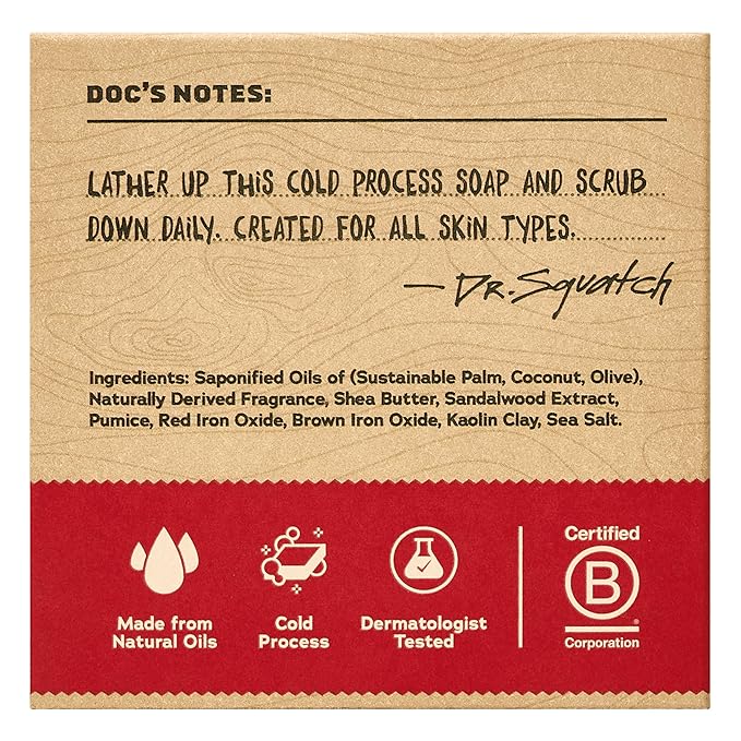 Dr. Squatch Natural Men’s Bar Soap - Cold Process Body Soap Bar with Natural Oils - Gifts for Men - Sandalwood Summit (5 oz, 3-Pack)