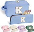 YOOLIFE Monogram Makeup Bag - Cute Blue Cosmetic Pouch, Friendship Gifts for Women