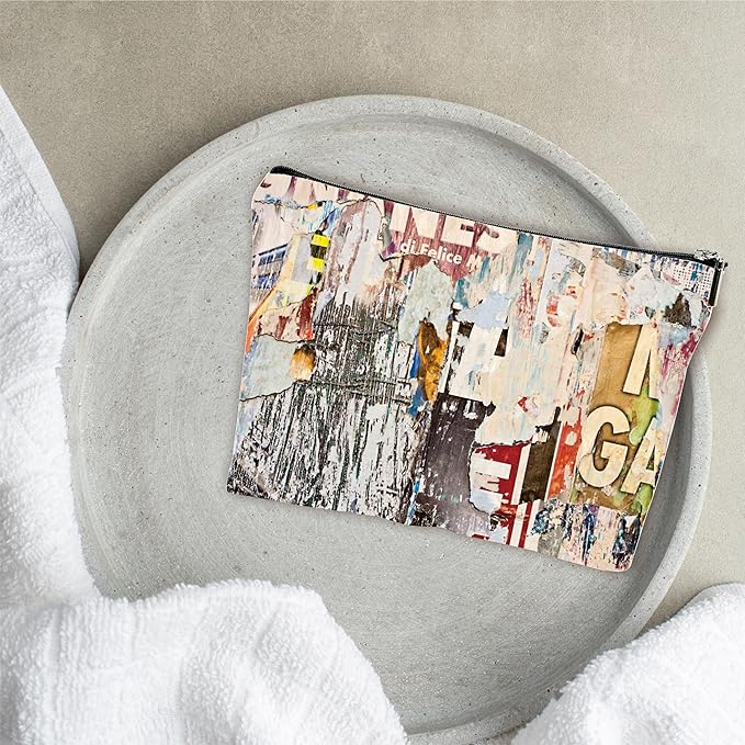 YKYENR Art Theme Makeup Bag - Retro Posters Texture - Vintage Printing Cosmetic Bag, Toiletry Bag Gift For Girls, Teen, Personal Care & Accessories - A10