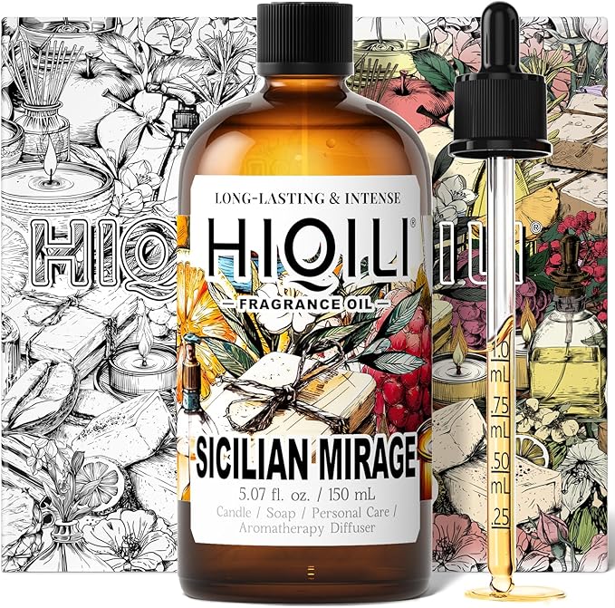 HIQILI Sicilian Mirage Fragrance Oil - Inspired by D.G-bana D-olce, Premium Oil for Candle & Hair Perfume Making, Personal Care Scenting, Luxury Scents - 5.07Fl Oz