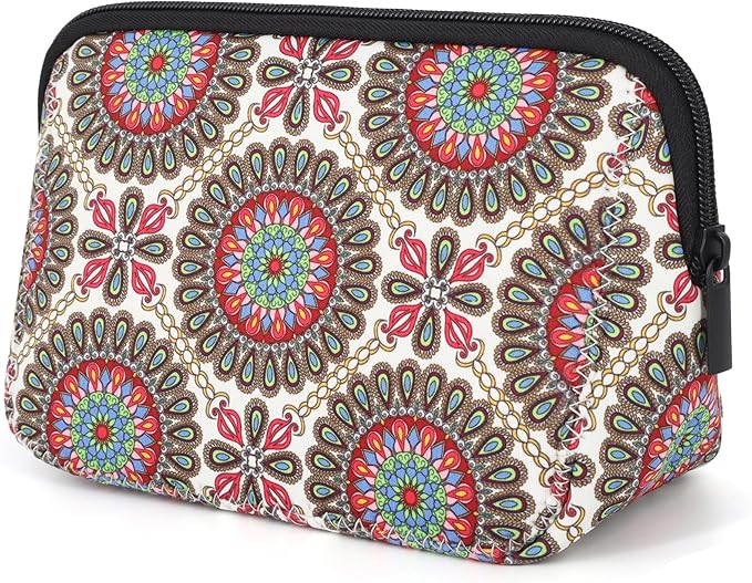 AJLTPA Waterproof Neoprene Cosmetic Bag, Mandala Floral