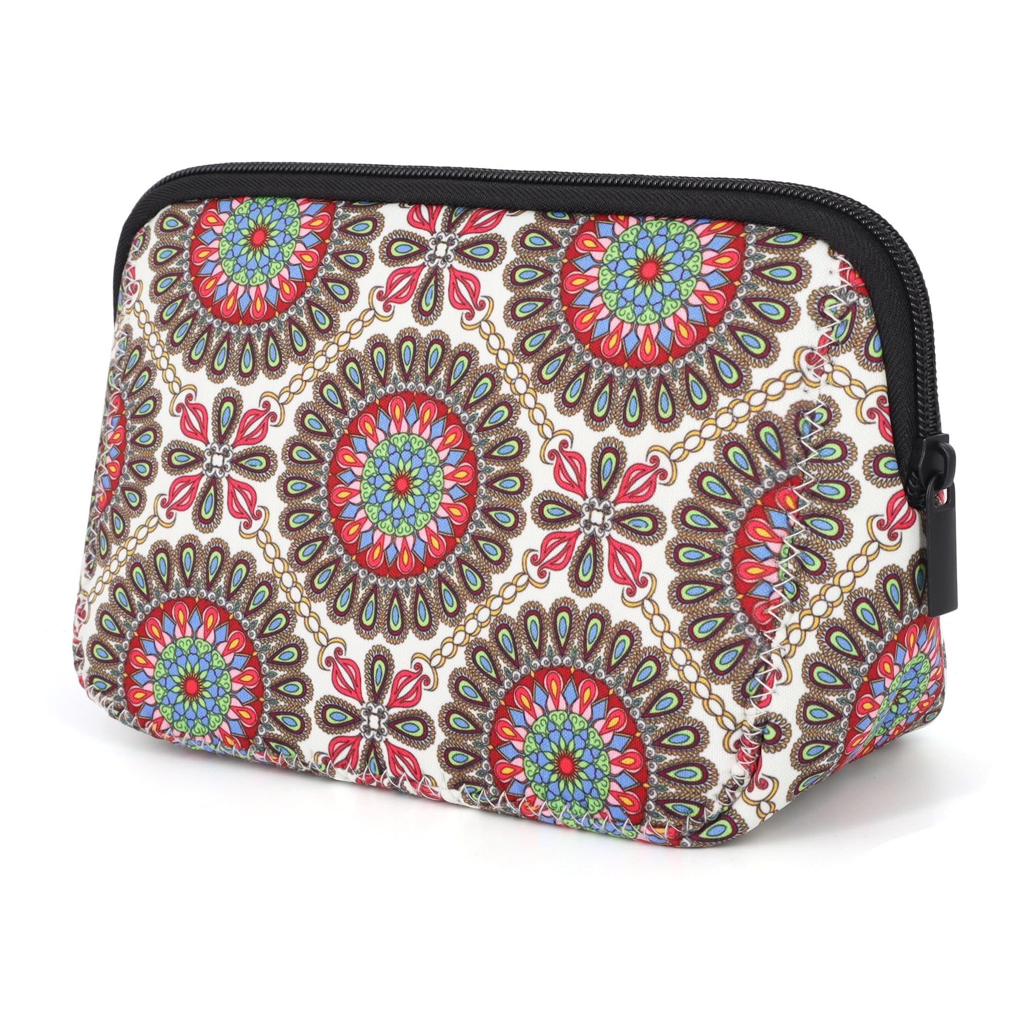 AJLTPA Waterproof Neoprene Cosmetic Bag, Mandala Floral