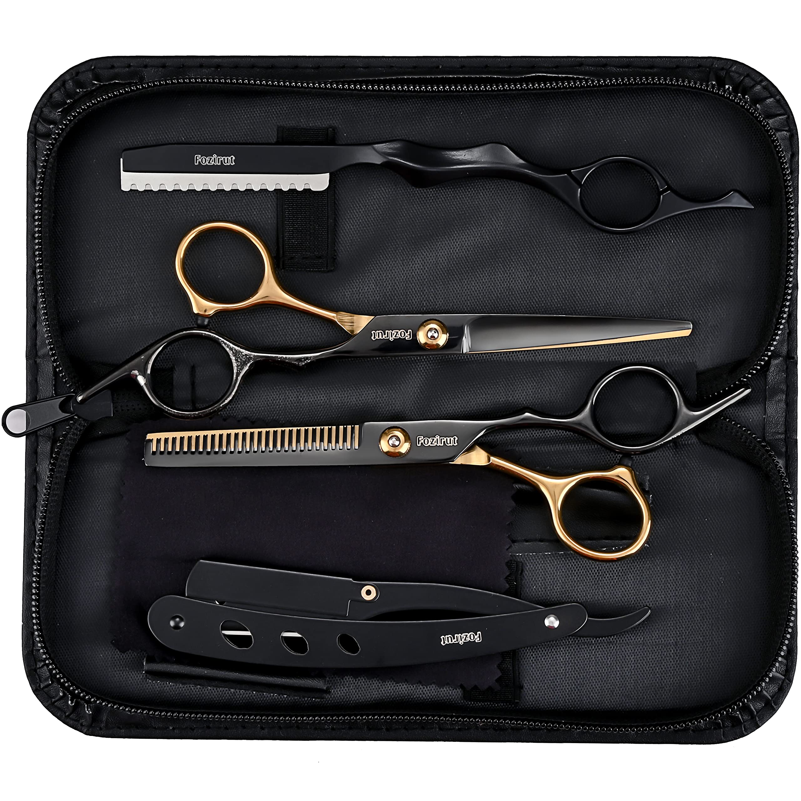 Professional Hair Scissors Thinning Shears Kit, Fozirut Barber Shears Haircutting Scissors Set, Tijeras De Peluqueria Profesional Salon Barber Supplies