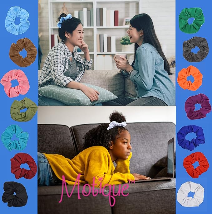 Motique Accessories Large Scrunchies for Women, Pack of 6, Green