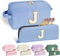 YOOLIFE Makeup Bag for Girls -Monogram Cute Blue Makeup Bags Cosmetic Toiletry Pouch Make Up Case for Women Her Best Friend Friendship Sister Teacher, Personalized Birthday Gifts for Women Girls J