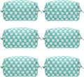 Checkered Makeup Bag for Purse, Small Cosmetic Pouch,Arctic Blue,6 Pack