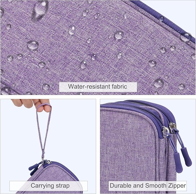 FYY Electronic Organizer, Travel Tech Pouch Bag Cable Organizer Dark Purple