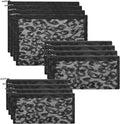 Sinzip 12 Pieces Zipper Nylon Mesh Pouch, Mesh Cosmetic Bags Makeup Bags Pencil Case, Multipurpose Travel Bags for Cosmetic School Office Supplies and Travel Accessories (Black Lace, Assorted Sizes)