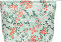 Flat Makeup Bag for Women,Zipper Cosmetic Pouch for Purse,Brocade Green