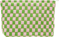 Checkered Makeup Bag for Purse, Small Flat Cosmetic Pouch,Pink Green