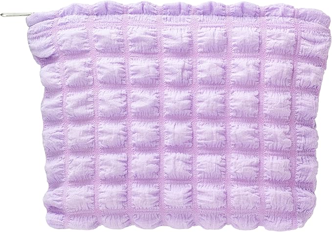 Flat Makeup Bag for Women,Zipper Cosmetic Pouch for Purse,Bubble Purple