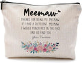 QGFM Funny Meemaw Gifts Makeup Cosmetic Bag - Memaw Mothers Day Gift, Memaw Grandma Gifts from Grandkids, Memaw Birthday Gifts, Best Grandma Gifts, Meemaw Floral Small Makeup Bag for Purse