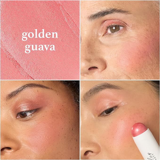 Julep Skip The Brush Cream to Powder Blush Stick - Golden Guava - 2-in-1 Cream Blush and Lip Color Stick - Blendable, Buildable Cheek Formula, No Brush Required, Cruelty-Free, For All Skin Types